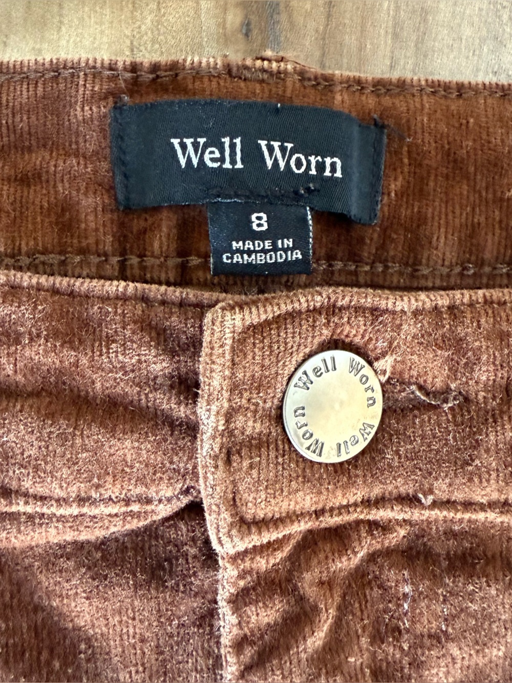 Brown Corduroy Pants Women’s High Rise Straight Leg Well Worn Jeans Size 8 / 29 - Picture 2 of 11
